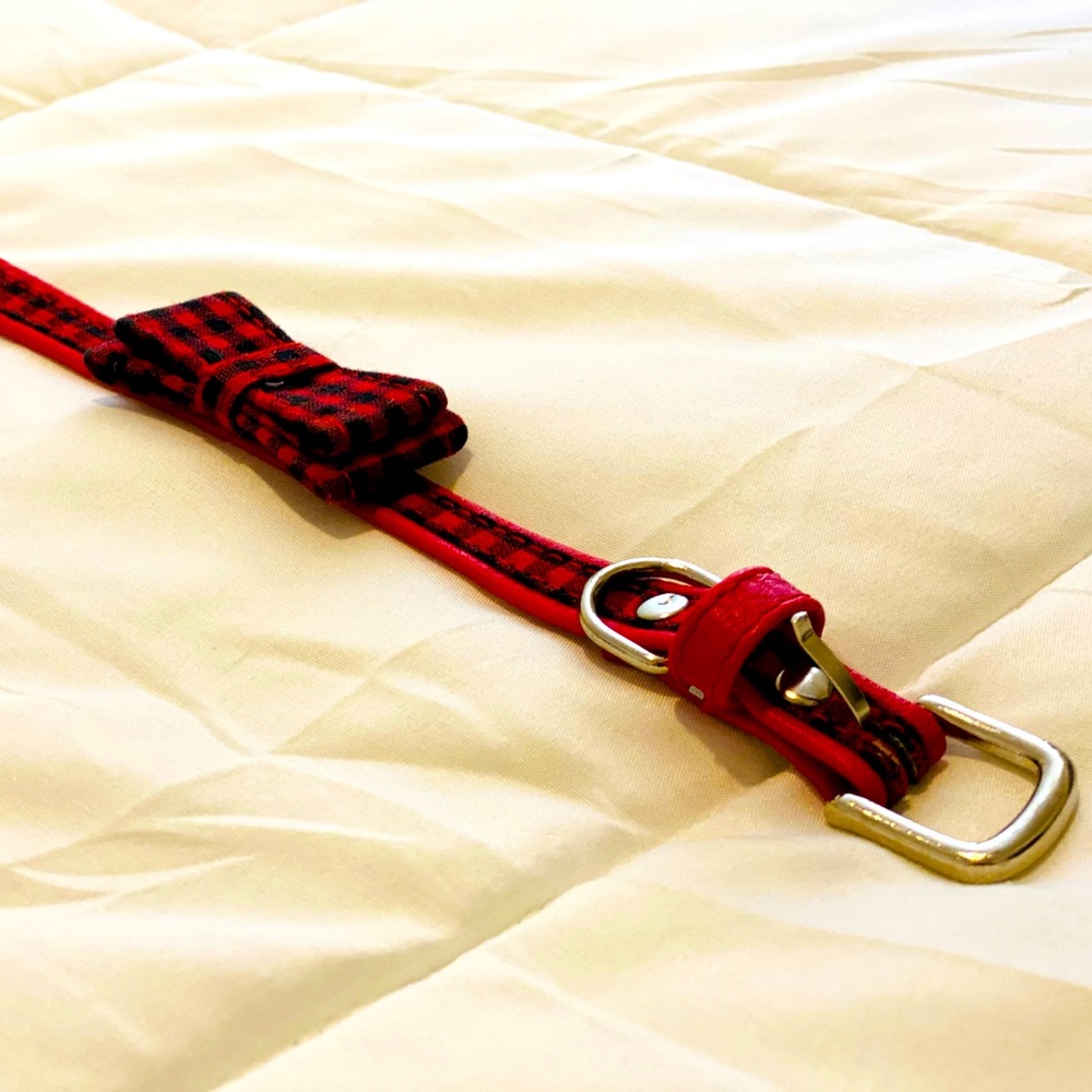 Small Dog Collar - Plaid Bow Tie